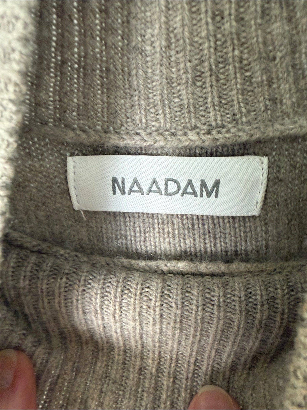 NAADAM Taupe Cropped Cable Turtleneck Sweater - Picture 2 of 7